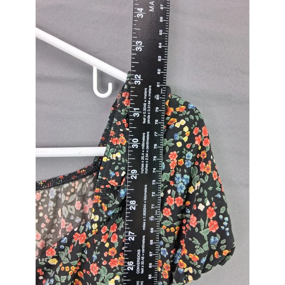 GLARE Floral Mini Dress Womens Large Black Ditsy Print Short Sleeve GD15401 - Picture 4 of 7